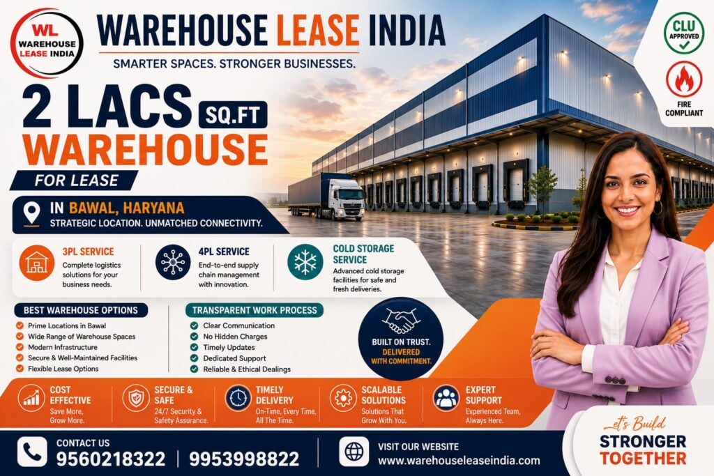 2 Lakh Sq Ft Warehouse for Lease in Bawal Haryana