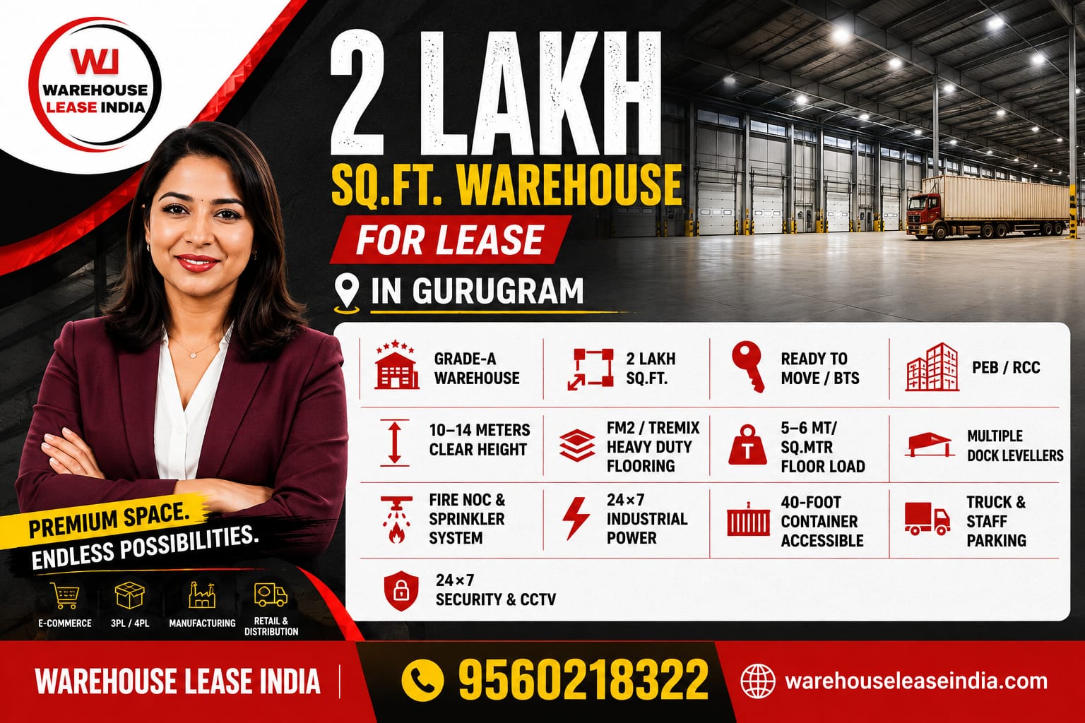 2 Lakh Sq.Ft. Grade A Warehouse for Lease in Gurugram Haryana